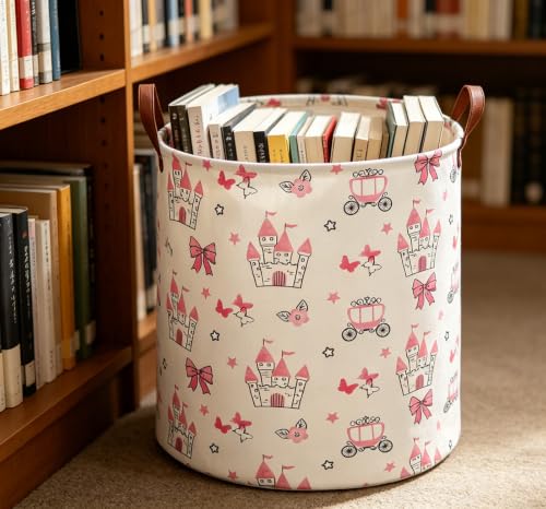 Image of 19.7 inch Laundry Basket,Dirty Clothes Hamper,Waterproof Storage Bin,Room Decor,Gift Baskets(Pink Princess)