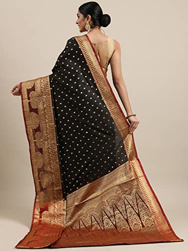 Image of Panzora Women's Banarasi Silk Saree With Unstitched Blouse Piece