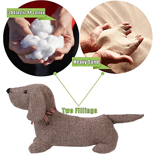 SANFERGE Niedlicher dekorativer Türstopper für Zuhause und Büro, Boden-Türstopper, Stofftier, gewichtete schwere Wandschutz, brauner Hund