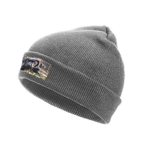 YUXBVKRS Labrador Puppy Beanie Mützen – Weiche Unisex Wintermütze & Manschetten Strickmütze Schädel Kappe für Damen & Herren, Charcoal-Labrador Puppy, Einheitsgröße