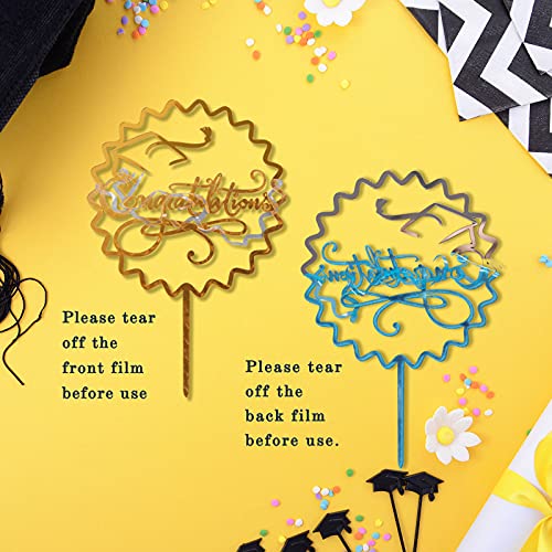 Whaline Graduation Cake Topper Gold Acrylic Cake Topper Congrats Grad You Did It Congratulations 5 Design Table Centerpiece Sticks Grad Party Food Appetizer Picks For Cake Decor Supplies, 10Pcs #TOP3