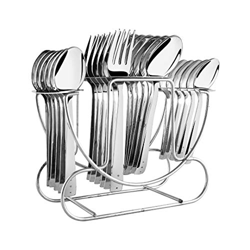 Shapes Triple Dot Stainless Steel 24 Pieces Stylish Cutlery Set for Dining Table with Stand