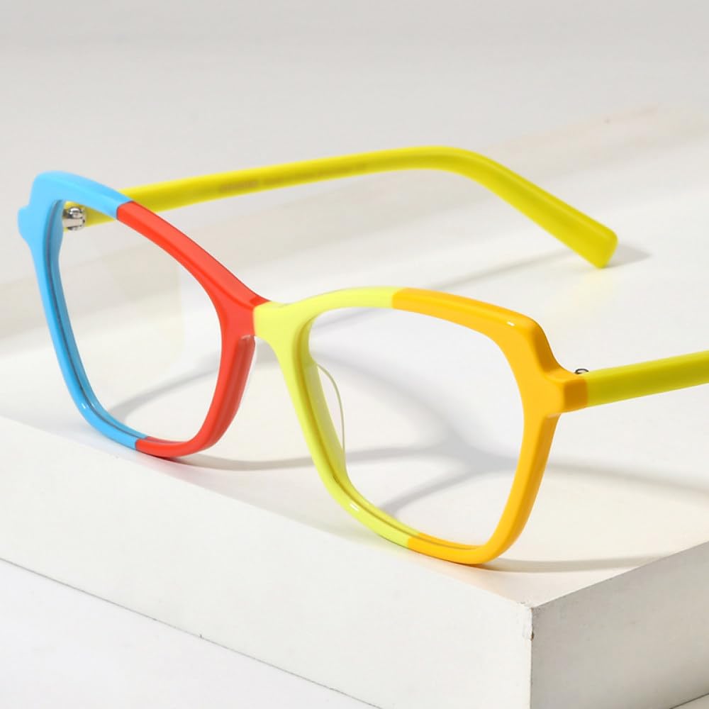 MUTYNE Montura de gafas de acetato multicolor para mujer, gafas de ojo de gato, gafas de ojo de gato