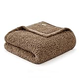 Woolrich Burlington Berber Blanket Super Soft, Cozy Lightweight Cover with Luxurious Velvet Binding, Modern Trendy All Season Bedspread Bedding-Set, Full/Queen 90' W x 90' L Brown
