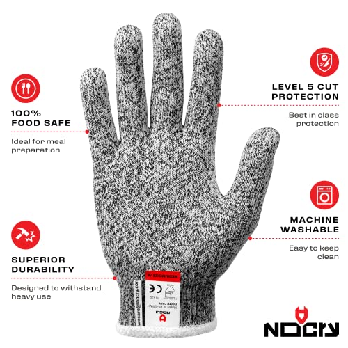 Nocry Premium Cut Resistant Gloves — 100% Food Grade; Level 5 Protection; Ambidextrous; Machine Washable; Superior Comfort And Dexterity; Lightweight; Complimentary Ebook #TOP1