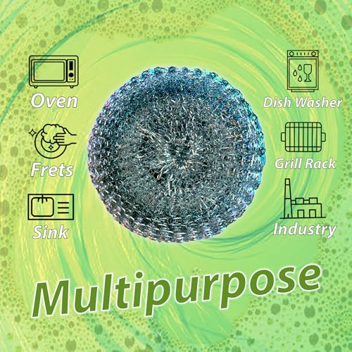 Image of 5 Pcs ESSPERTA Stainless Steel Wool Scrubber,5 Steel Scrubber Wool Pads for Cleaning Dishes, Metal Scrubber Pot Scrubbers Can Clean Iron Pots, Stoves, Barbecue Grills, Wash Sink