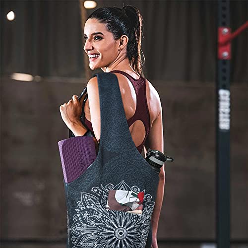 Bolsa para esterilla de yoga negra con bolsillos adicionales para llevar accesorios cómodamente 7