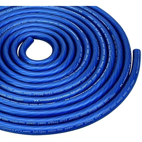 Conext Link 20 FT 1/0 AWG 0 GA Full Gauge Battery Power Cable Ground Wire Frost Blue OFC Copper （10043） Cover