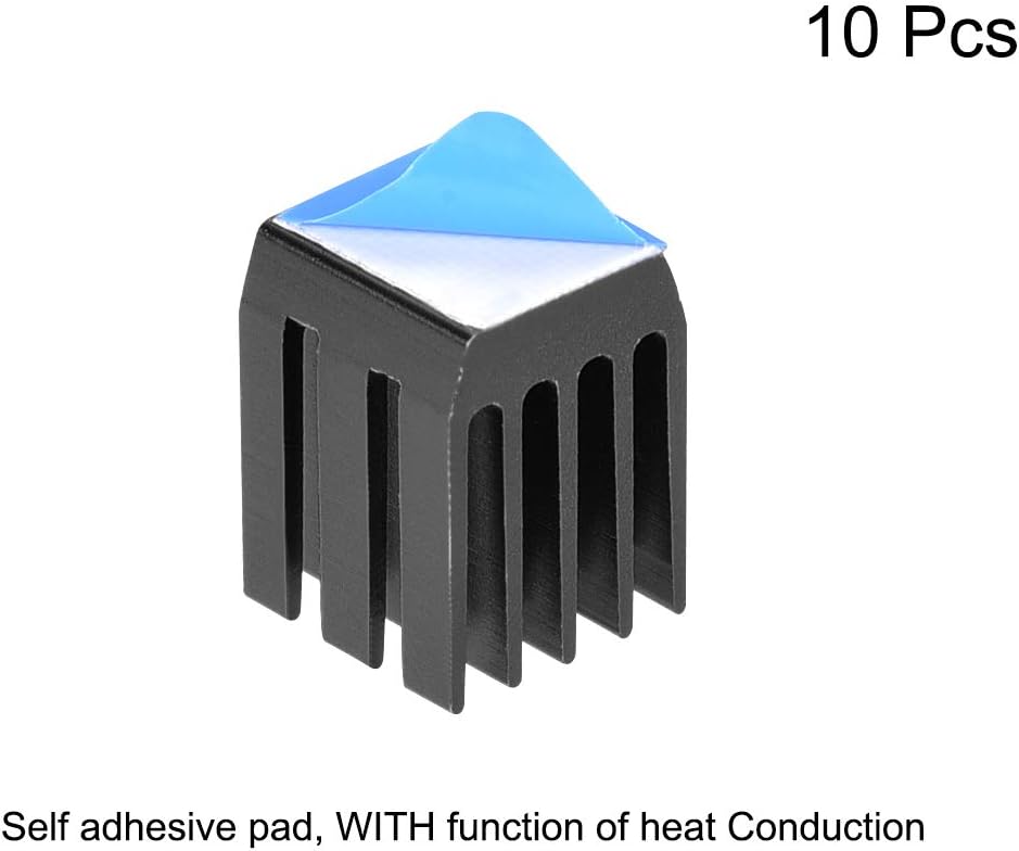 sourcing map Heatsink with Thermal Conductive Adhesive Tape 9 x 9 x 12mm Black 10pcs, 40x40x11 mm 2PCS - Image 3