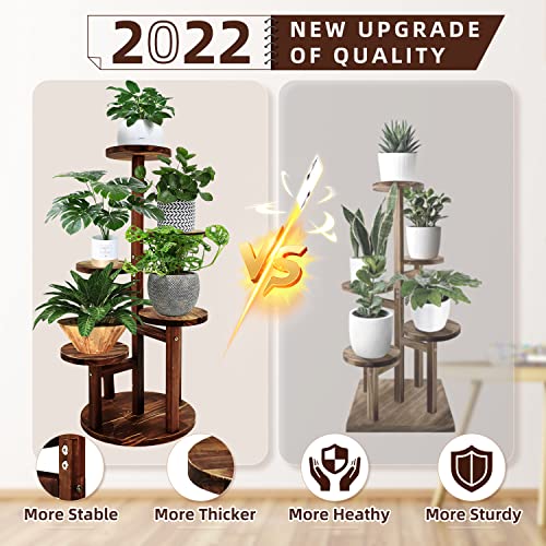 Myuilor Plant Stand, Wood Corner Plant Shelf For Indoor Multiple Plants, 5 Tiered Tall Plant Holder Flower Planter Display Rack For Living Room Balcony Outdoor Patio Garden #TOP2