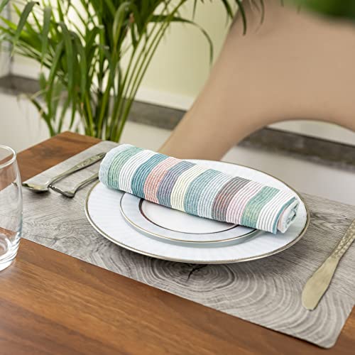 Image of Table Mat - Table Placemats - Table Mate for Dining Table -Dining Table Accessories - Dining Mat - Dining Table Mats Set of 6 Pieces - Premium Wooden Texture, Anti-Skid Stain Washable