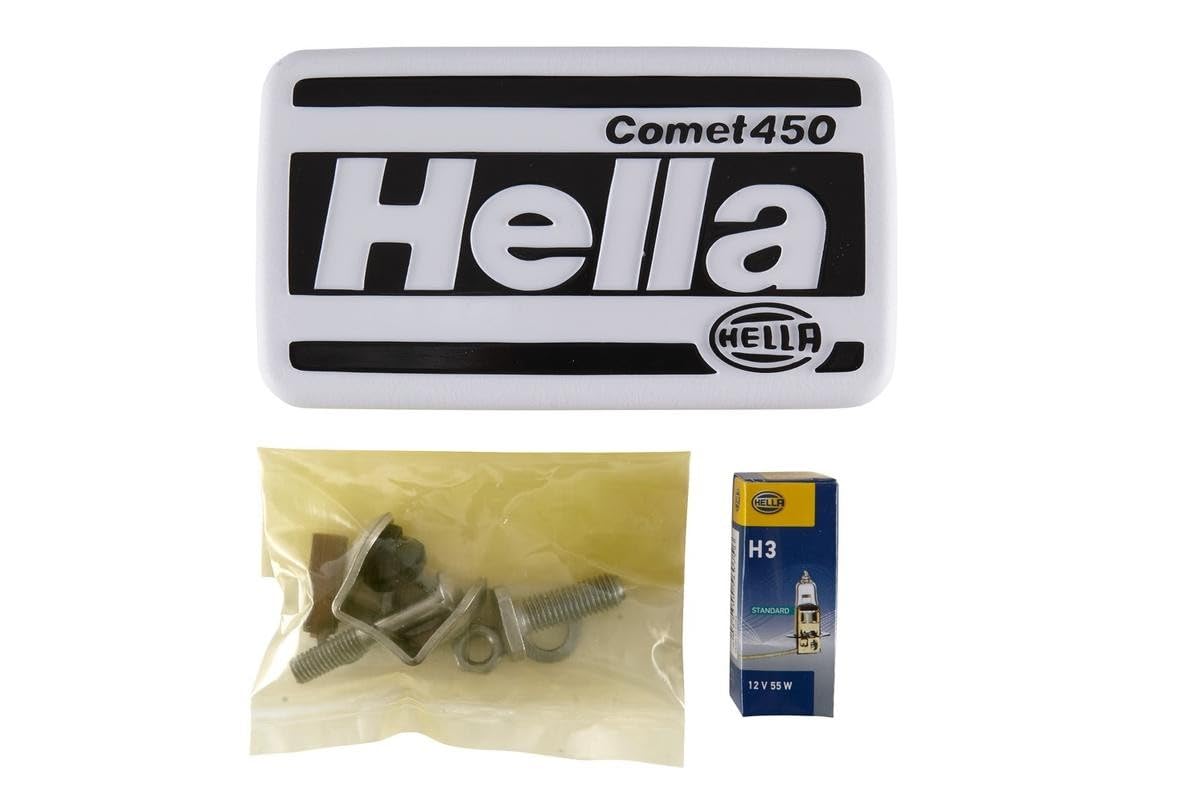 HELLA Halogen Reflektor dalekosiężny - Comet 450 - 12V - prostokątny - ryflowana szyba rozpraszająca reflektora - żółty - z prawej/z lewej - 1FB 005 860-261