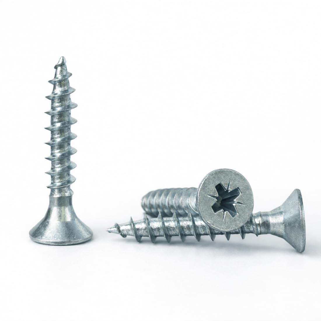4mm x 25mm (Pack of 100) Small Steel Pozidrive Countersunk Wood Screws AN201 Chipboard Screw Zinc Plated Steel - A05B