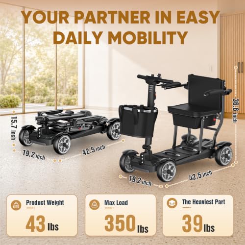 Image of 4-Wheel Motorized Scooters for Seniors-39LBS Light Frame& 30 Miles Range