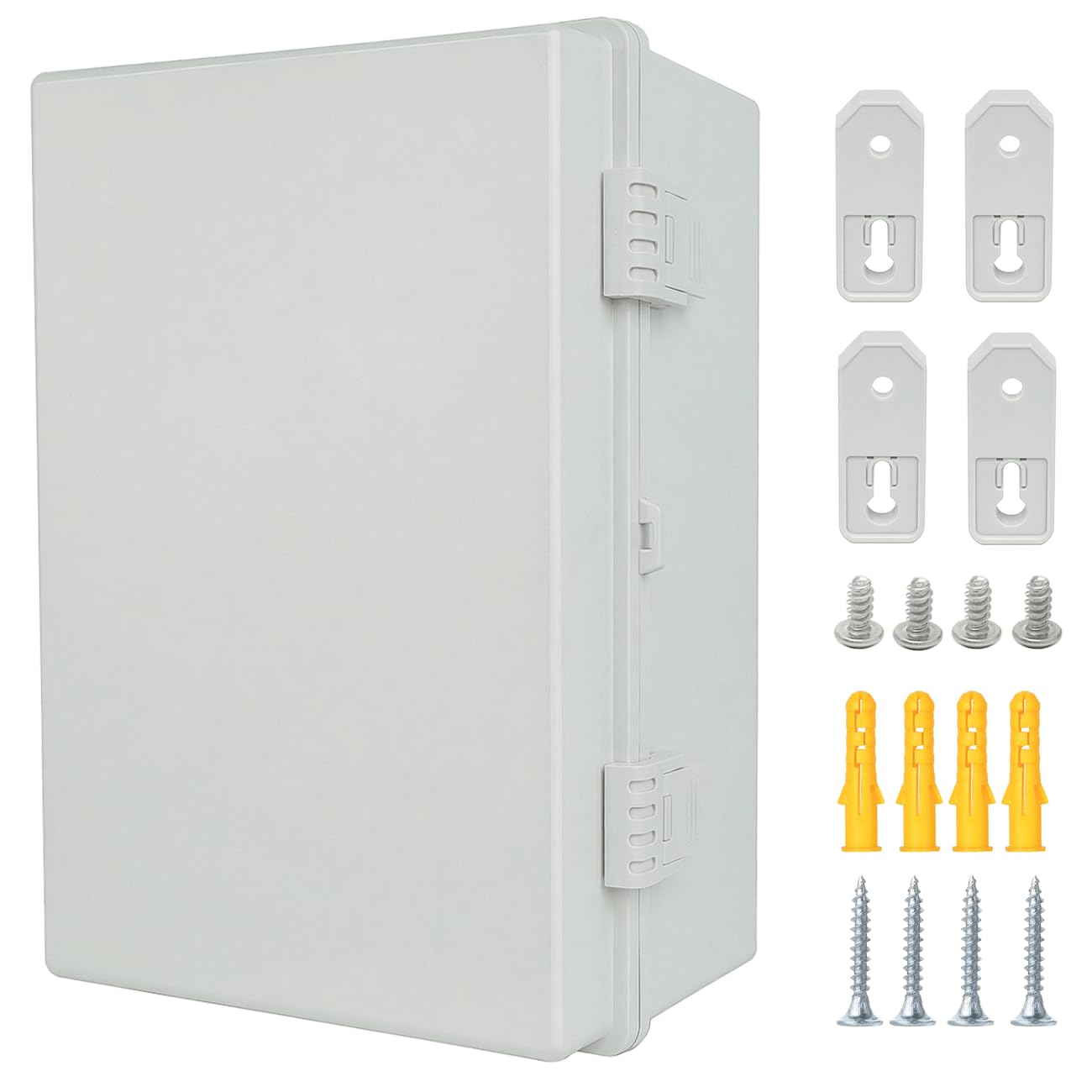 Otdorpatio Junction Box, Hinged Grey Cover IP67 Waterproof ABS Project Box with Mounting Plate Electrical Box Enclosure with Wall Bracket 15.7 x 11.8 x 7.9inch(400x300x200mm)