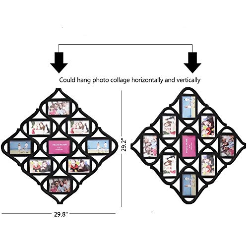 Mkun 4X6 Wall Photo Frame Collage - Diamond Shaped Wall Hanging Picture Frame Collage, 9- Opening (Black) #TOP6