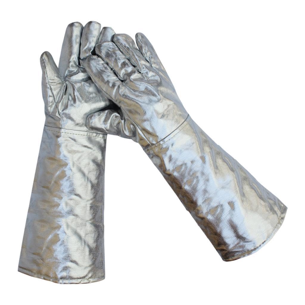 2 Gants de Soudage En Feuille D'aluminium, Résistants Aux Brûlures, à La Chaleur et Isolants Thermiques pour Fours, 45 Cm 250 à 500