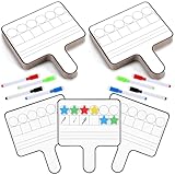 Jetec 8 Pcs Magnetic Paddle Set Education Dry Erase Double Side Handheld Answer Board with Dry Erase Markers Phonemic Awareness Phonics Games Toy for Student Kid Teaching (Star Shaped Counters)