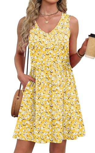 Image of WIHOLL Summer Dresses for Women 2026 Casual V Neck Sleeveless Tank Dress Beach Sundresses with Pockets