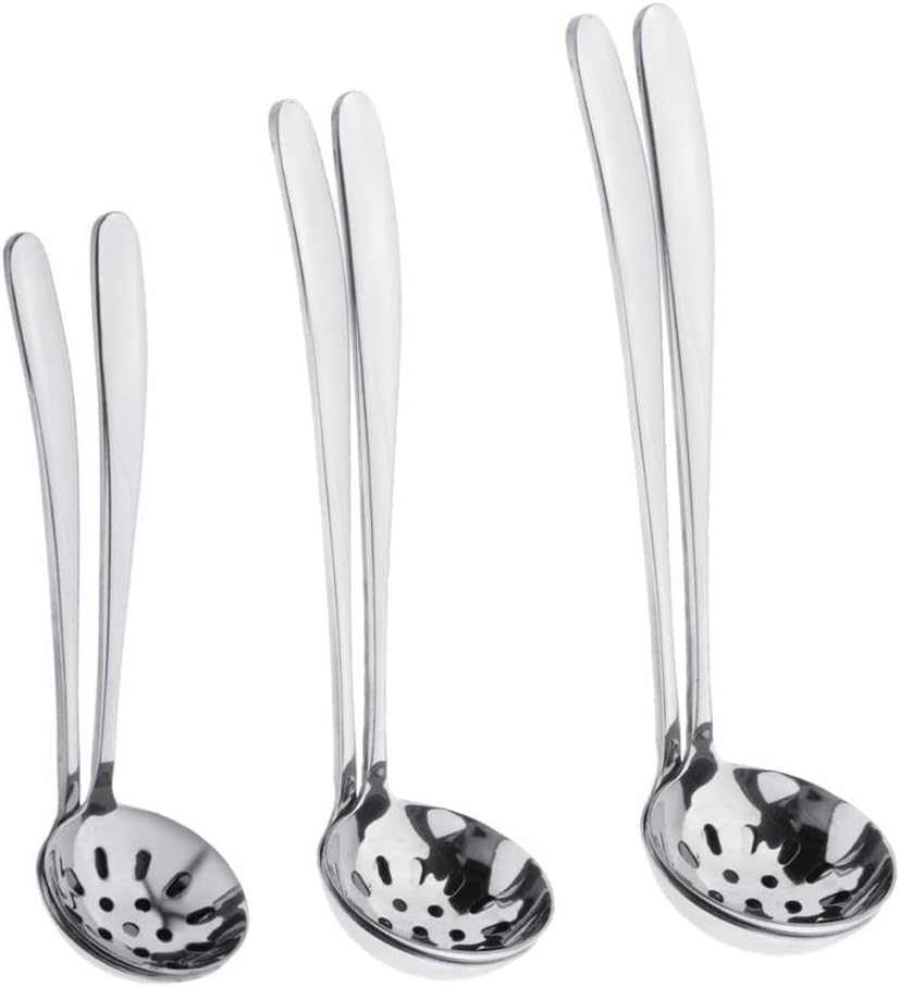 2xStainless Steel Colander Soup Ladle Hot Pot Kitchen Cooking Utensils, 4 Pcs