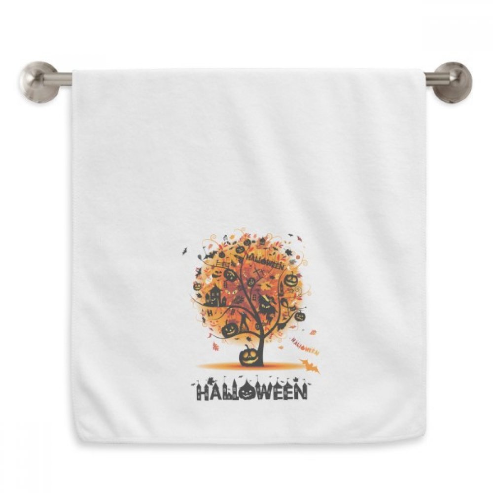 Serviette motif arbre Halloween 13x29 pouces blanche en coton doux