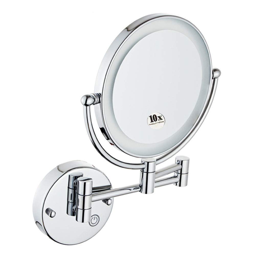 Miroir de maquillage mural LED pivotant 360 et ventouse de salle de bain