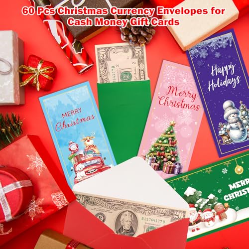 60 envelopes de dinheiro de Natal, porta-cartões de presente, dinheiro, dinheiro, cheque, envelopes,