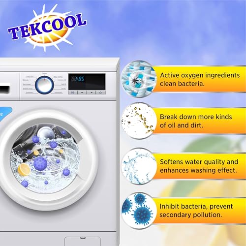 Image of TEKCOOL Washing Machine Cleaner Tablet Descaling Powder Tablets, Washing Machine deep Cleaner, Deep Cleaner Tablet All Company's Front and Top Load Machine (12 pcs) (Lemon Yellow).