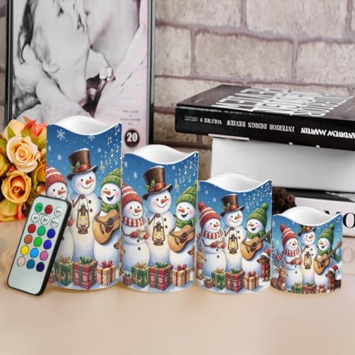Image of Christmas Snowman Flameless Battery Operated Candles Set of 4