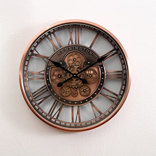 Infinity Time 20 Inch Large Wall Clock With Moving Gears, Industrial Steampunk Wall Clock For Living Room Decor,Modern Farmhouse Style Metal Silent Wall Clock,Roman Numerals, Copper #TOP1
