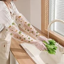 MAAUVTOR Long Disposable Plastic Gloves for Cleaning Elbow Length Durable Plastic Waterproof Long Sleeve Cleaning Gloves Lightweight Disposable Glove for Medical Farm Household Cleaning (10pcs)