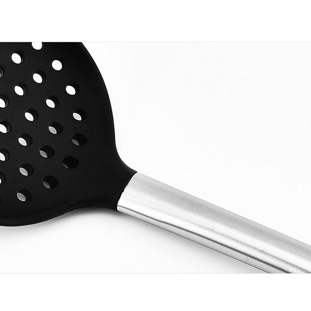 Küchenhelfer aus Silikon, schwarz, antihaftbeschichtet, Küchenspatel, Pfannenwender, Zubehör, hitzebeständige Sets von Edelstahlgriff, Cookware