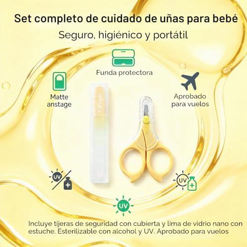 Miniatura 6 de Pafason Bebé Redonda Punta Seguridad Manicura Uña Tijeras Y Bebé Cristal Lima Uña Set, Acero Inoxidable, Checa Flotante Cristal, Ideal Para Infante, Recién Nacidos, Bebés Niños Pequeños