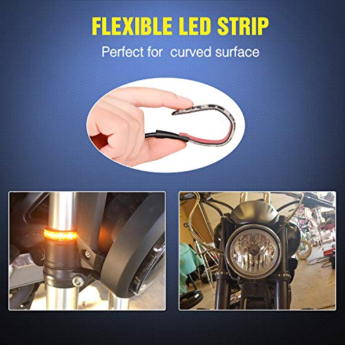 Image of Nilight 2PCS 6-5050-SMD Waterproof Flexible Turn Signal Backup License Plate Universal Amber Lights Strip Universal for Motorcycle ATV UTV, 2 Years Warranty