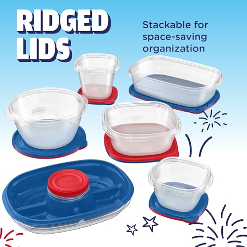 Image of Rubbermaid TakeAlongs Special-Edition Americana 24-Piece Set of Food Storage Containers with Lids, Including Party Platter and Twist & Seal Container, QuikClik Seal, BPA-Free