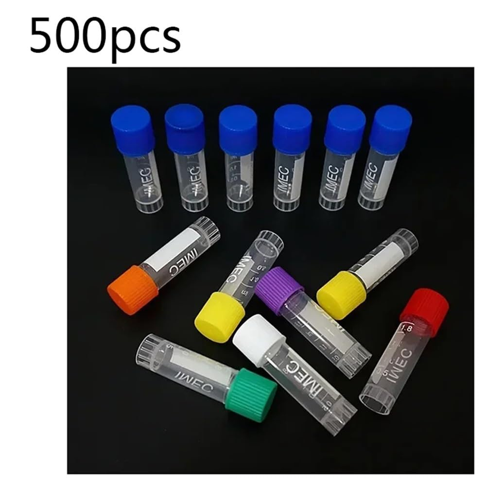Equipos y suministros de laboratorio Lote de 500 crioviales plástico 1,8 ml con junta y tapa color