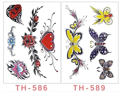 Miniatura 2 de Qullue tipos de flores, calcomanías de tatuaje temporales sexys y tatuajes falsos que se ven reales y duran mucho tiempo, son adecuados para niñas,