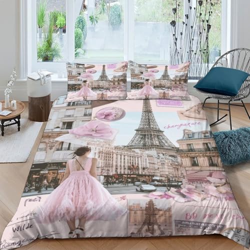 Housse de couette Paris 3D anti-décoloration en microfibre douce - 4