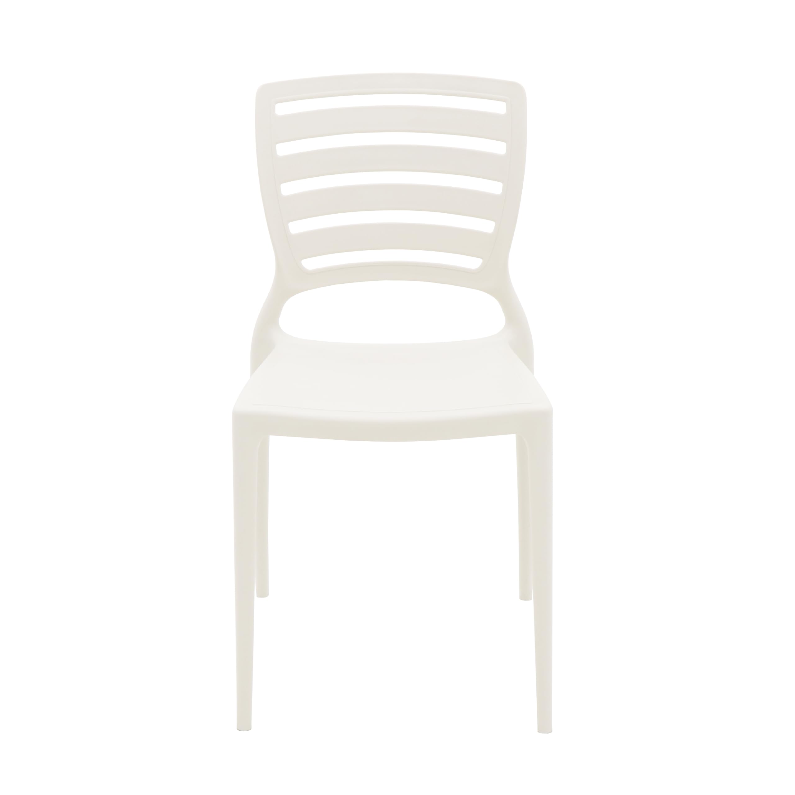 Tramontina Sofia Beige Polypropylene and Fiberglass Horizontal Slat Chair