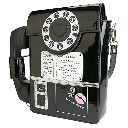 Image of QiMing Retro dial telephone Crossbody Shoulder Bag,Pu Movable microphone Purse for Women