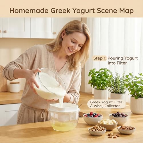 Greek Yogurt Strainer | 2 QT Ultra-Fine Mesh Filter with Spring Press | Yogurt, Kefir, Nut Milk & Soy Milk Strainer | BPA-Free Large Yogurt Container for Home Kitchen | MultiFunctional Yogurt Filter by LZLOOK - Image 3