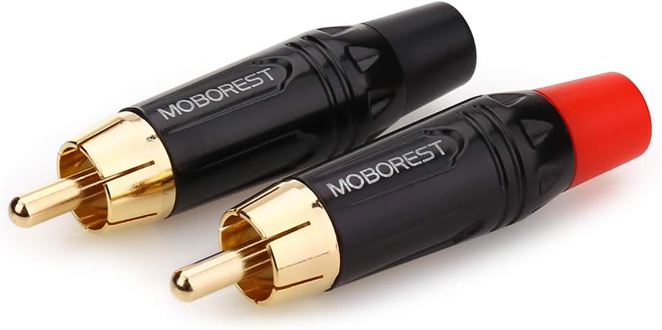 MOBOREST for RCA Male Plug Adapter Audio Phono Gold Plated Solder 24K Gold Speaker Plugs RCA Jack Cable Connector Adapter(RCA Male-2pack) - Image 4