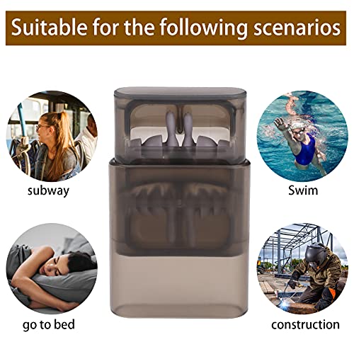 Zwemmen oordopjes, 2 paar verschillende maten waterdichte herbruikbare zachte siliconen oordopjes, geweldig voor zwemmen, zwembad, douchen snorkelen, surfen, watersport, slaapconcerten, werk, vliegtuig ruisonderdrukking (Grijs) - Image 4