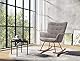 byLIVING Schaukelstuhl RICHIE, Metall-Gestell schwarz, Kufen aus Buche, Relaxsessel, Armlehnen-Sessel, Holz, grau, B 72, H 92, T 92 cm