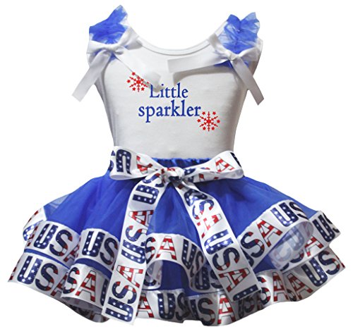 Camisa blanca Little Sparkler y falda azul petal set de 2 piezas para niña pequeña desde Nb a 8 años