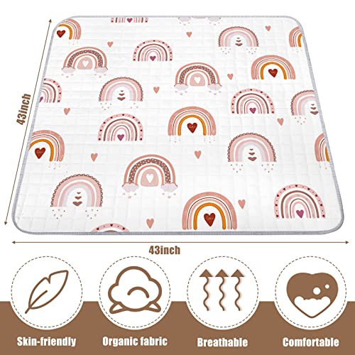 Funtery FUNTERY-KIDS MATS FLOOR-01 Boho Rainbow Portable Baby Play Mat, 43 X 43 Inch Washable Foldable Crawling Mat, Non Slip Playmat For Babies thumb #3