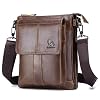 Baigio schoudertas voor heren, leren herentas, vintage look, voor werk, reizen, dagelijks gebruik, bruin, 22 x 6 x 27 cm