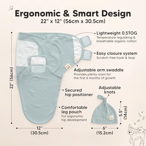 Image of 3pk Organic Swaddles for Newborns Girls, Boys & Hats (Slate, 0-3M) | Soft Cotton Baby Sleep Sacks 0-3 Months, Breathable Baby Hats and Swaddles 0-3 Months, Newborn Essentials Must Haves