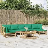 Photo Gallery puraday set di mobili da terrazzo 8 pz con cuscini verdi bambù durevole set da salotto per patio è flessibile modulare set salotto da giardino con divano centrale 55x69x65 cm Photo Gallery puraday set di mobili da terrazzo 8 pz con cuscini verdi bambù durevole set da salotto per patio è flessibile modulare set salotto da giardino con divano centrale 55x69x65 cm