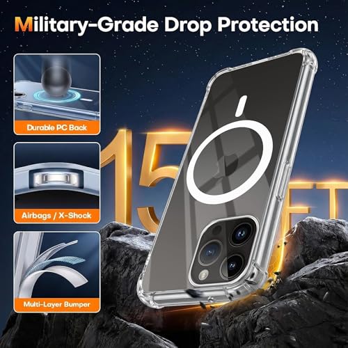 Image of Jkobi Shockproof Crystal-Clear Back Cover for Apple iPhone 14 Pro (Magsafe Wireless Support | Drop & Camera Protection | Hard Polycarbonate)